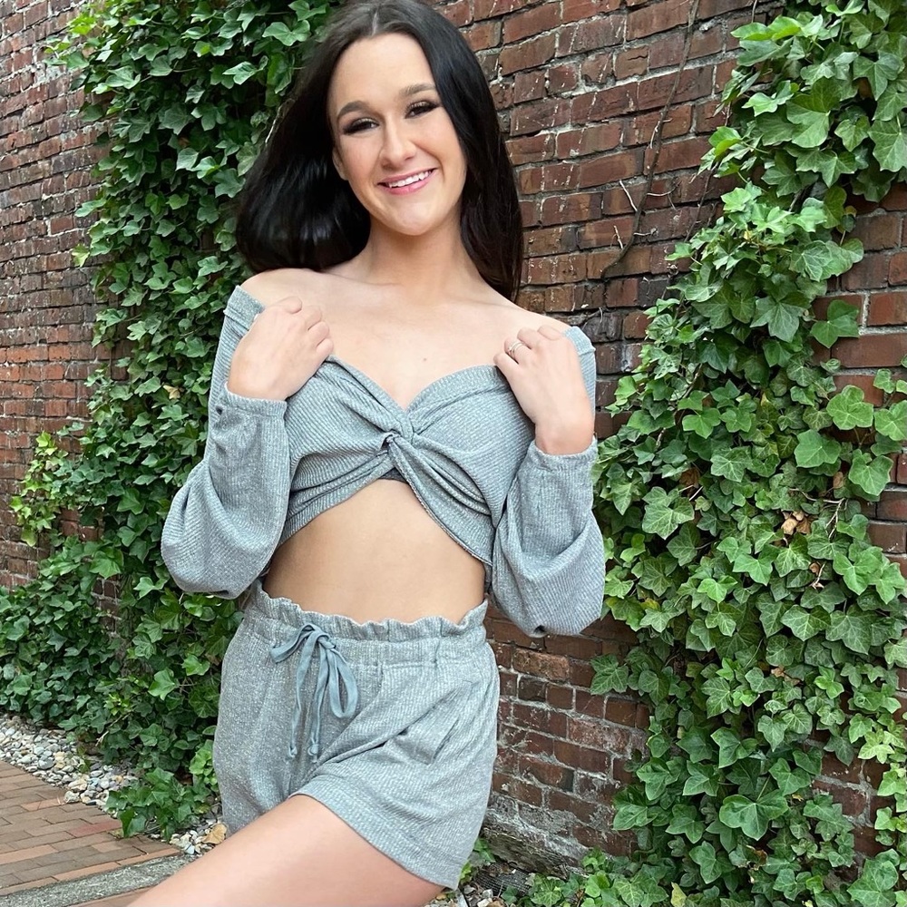 Abundantia knit twist top and short set.